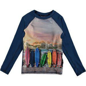 New MOLO Boys Rainbow Boards Rashguard Swim Top Size 170-176 14-16